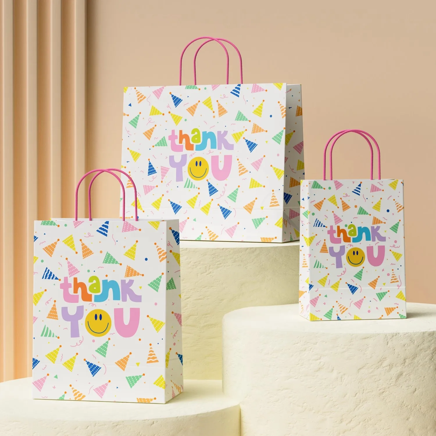 Made in China Custom Wholesale Cute Cartoon Senior Children Gift Bag Kraft Paper Tote Packaging Bags