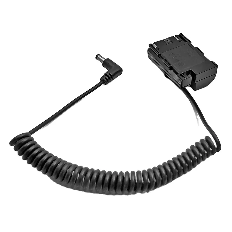 Decoded Dummy Battery LP-E6 DC Coupler With 5.0*3.0 Male Spiral Cable for Canon R5 R6 5DII 5DIII 5DIV 6D 6DII 70D 7D 7DII 80D