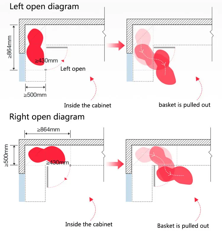 Kitchen Corner Pull Out Basket Swing Tray Drawer Sliding Basket Revolving Cabinet Storage Soft Close Basket