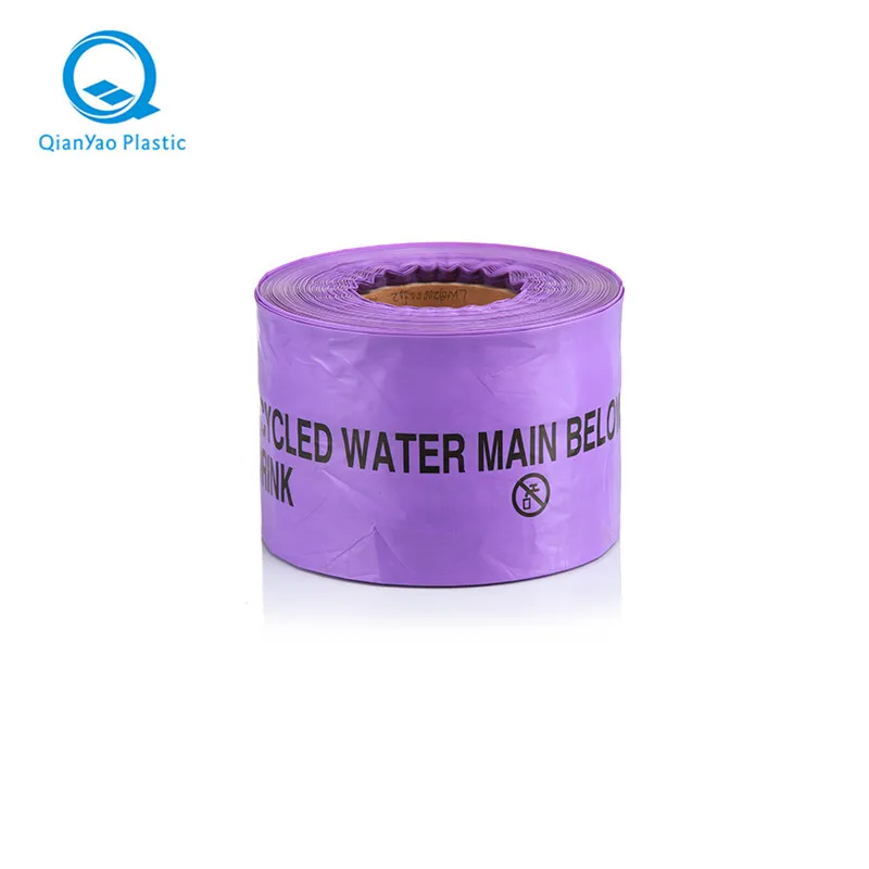 Tube And Purple Underground Pipe Sleeve Warning Tape  RECLAIMED RECYCLED WATER MAIN BELOW DO NOT DRINK
