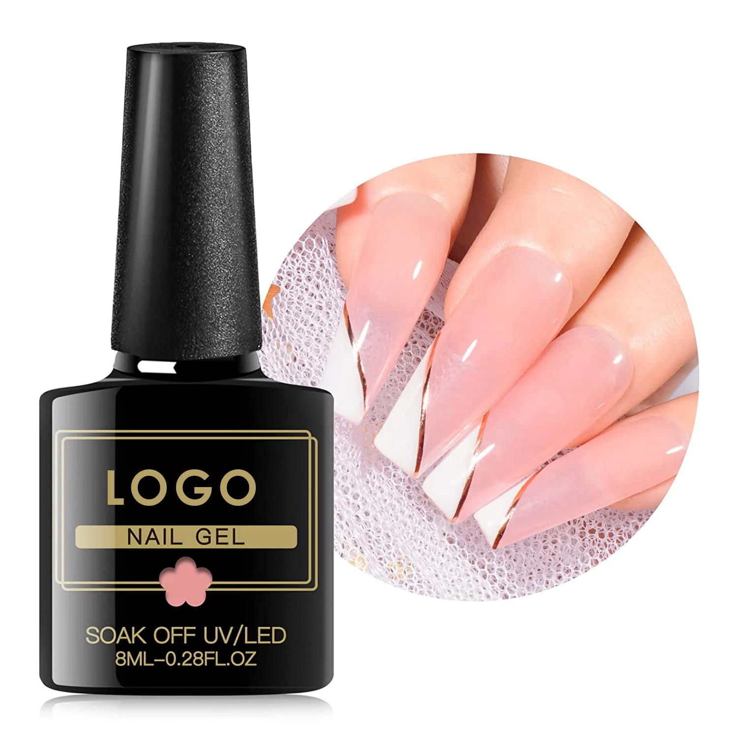 Upcoming color trend transparent cherry jelly milky white sheer pink nude nail gel polish