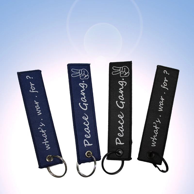 Manufature factory Drop shipping Woven jacquard Fast delivery promotion gift aviation woven fabric keychain