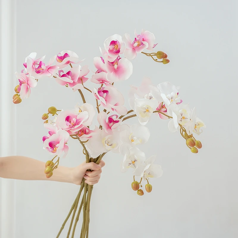 MW18903 Artificial Orchid Stems Real Touch Orchid 27.9 inch Tall Butterfly Phalaenopsis Flower Home Wedding Decoration