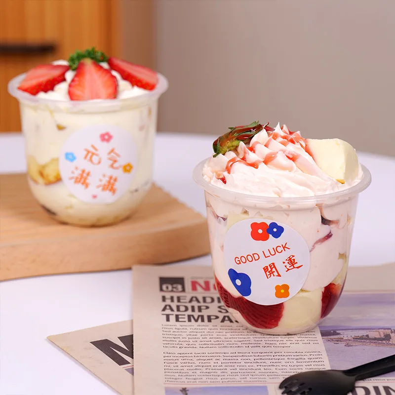 U-shaped Disposable Transparent Cup With Lid 260ml 360ml 500ml pp Material For Tea Milk Wine Tequila Soda Cake Drink