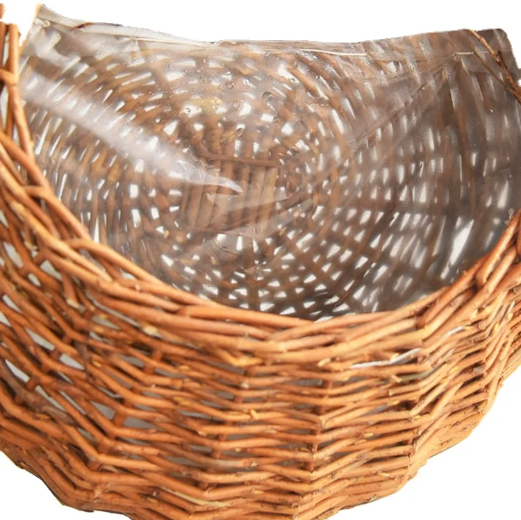 Wholesale  modern hand made Wicker rattan Woven Basket Wall Decor  hanging baskets