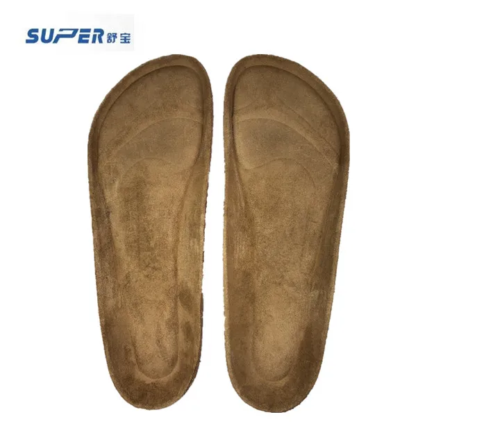 Real cork cow leather orthotic midsole for sandals and slippers