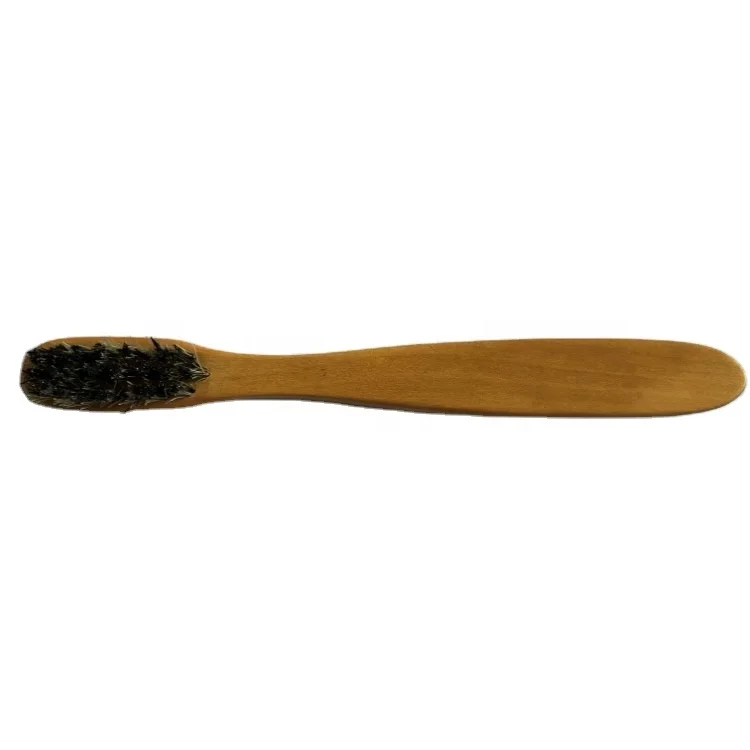 Customized Long Natural Wood Sneaker Shoe Cleaning Polishing Shining Dust Removal Brush Shoe Edge Brush