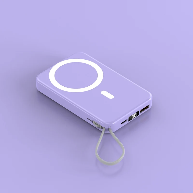 Mini 10000mAh Out Power Supply with Battery Indicator Light  Supper SLIM New Interface Upgrade Lanyard Power Bank With Cable
