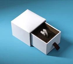 New blue leatherette luxury paper jewelry box paper packaging for bangle pendant earring ring jewelry set box with velvet