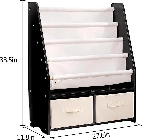 Kids Wooden Bookcase  Baby Storage Book Rack and Toy Organizer Cabinet Book Display for Playroom Bedroom Toddler Room Nursery