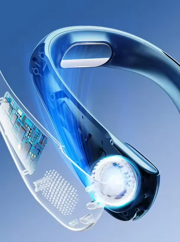 Top Selling  Ice Feel Rapid Refrigeration Rechargeable Battery Portable Bladeless Neck Fan Wearable Mobile Air Conditioner