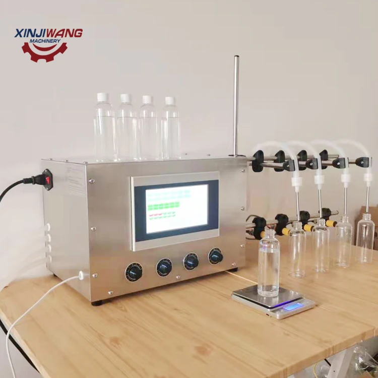 Table Top Desktop Automatic 4 Heads Liquid Filling Machine Perfume And Water Filler With Conveyor Belt