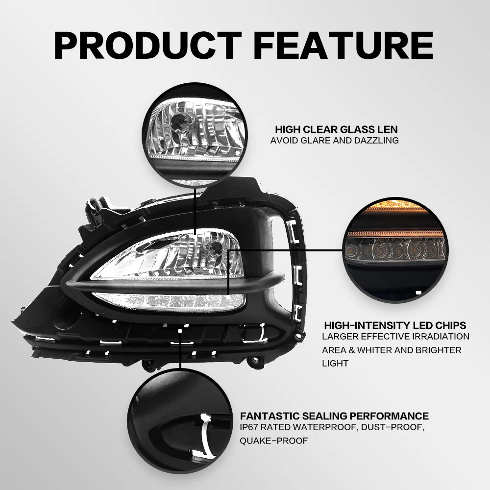 car led fog lights with daytime running light for Hyundai I20 Elite parts 2018 2019 2020 2021 2022