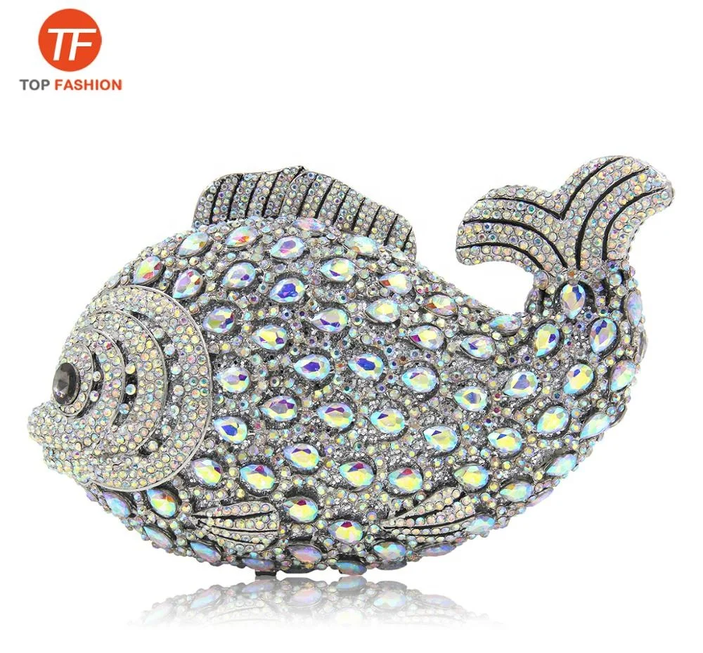 Luxury Fish Crystal Rhinestone Party Hardcase Clutch Evening Bag from Factory