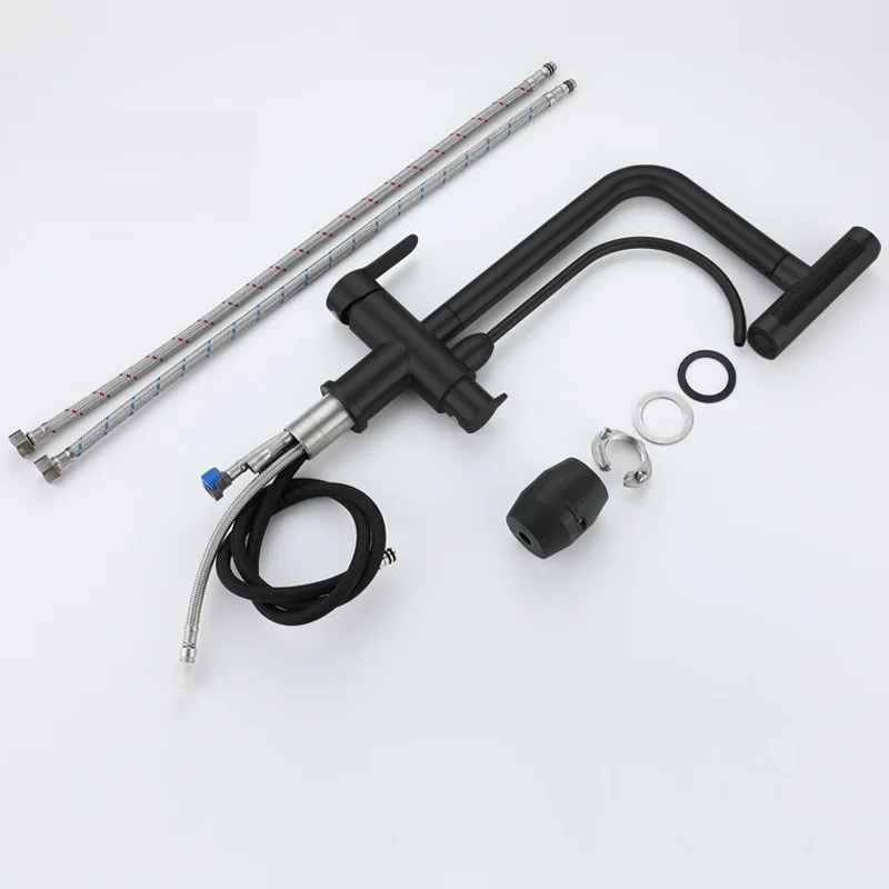 2024 New designed 4 function pull out waterfall faucet with purifier water ss304 material  kitchen faucet