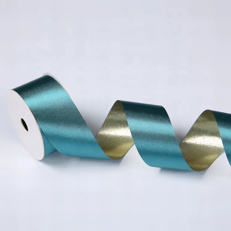 
2 color classic smooth custom printed different face multicolor gold gift box satin ribbon 