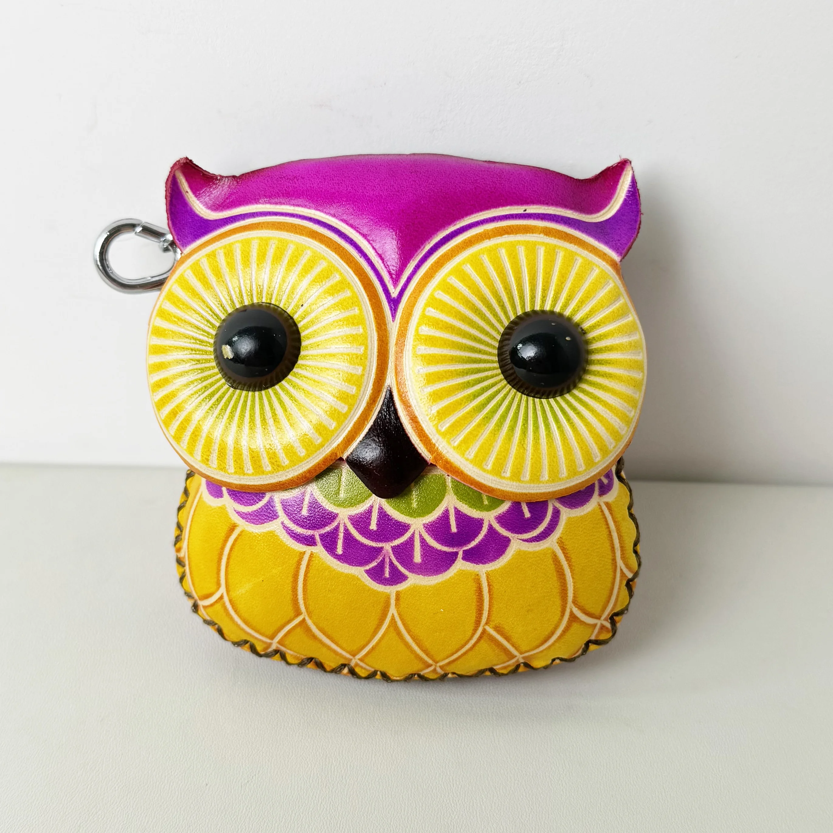 CP-028 owl  Animal Carton Vintage Cowhide Leather Gift Handmade cute Coin Purse
