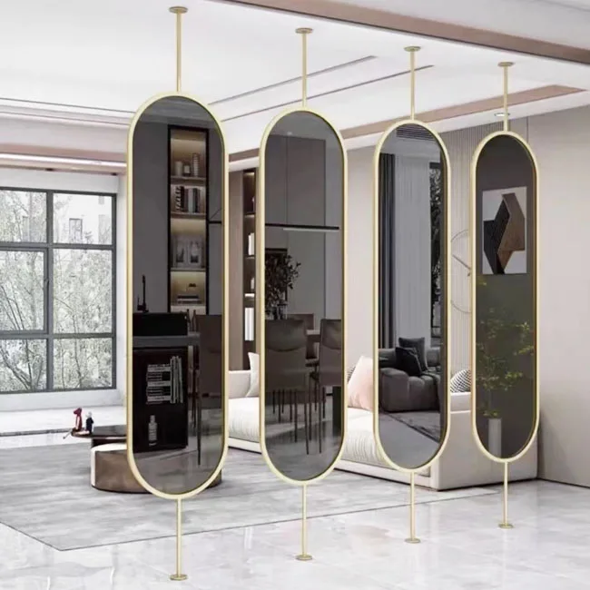 antique 304 201 316l brass rose gold copper shiny mirror glass rotate stainless steel screen partition room dividers frame