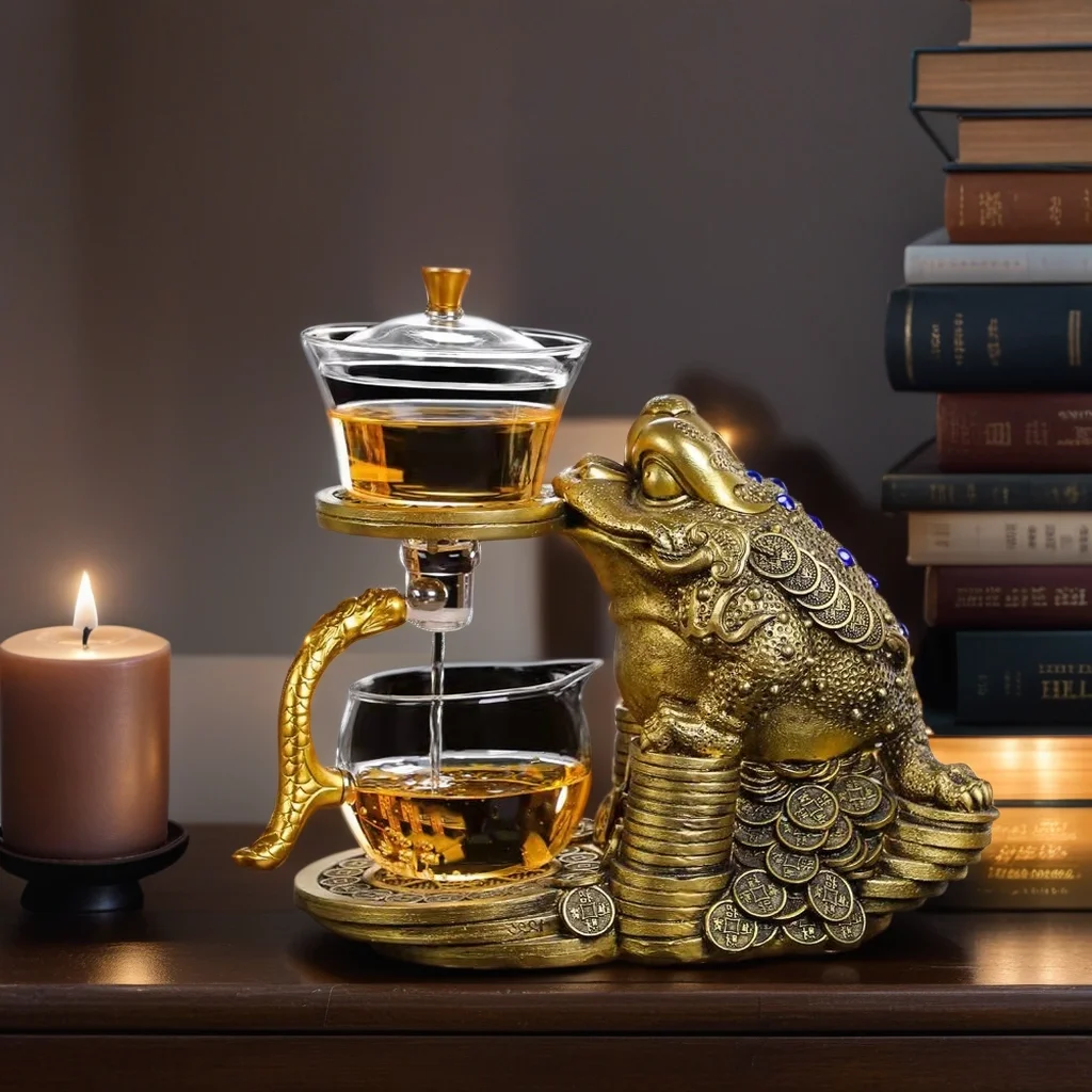 350ml Creative Palace lamp glass lazy Kung fu tea set household jinchan magnetic suction induction tea infuser artifact