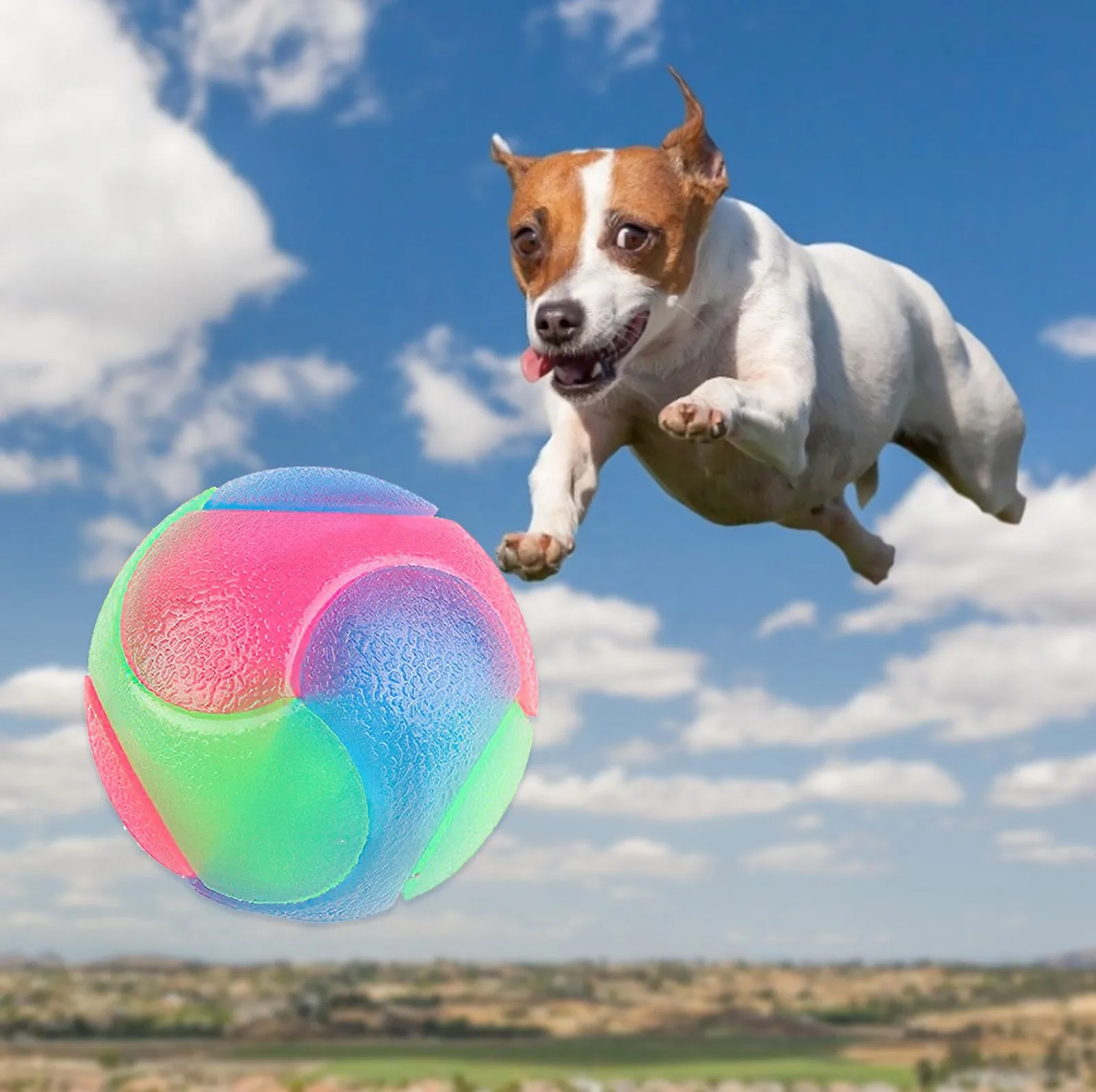 Led Flashing Elastic Toy Ball Molar Teeth Cleaning Bouncing Pet Ball Self Rotating Ball Smart Led Cat Toy