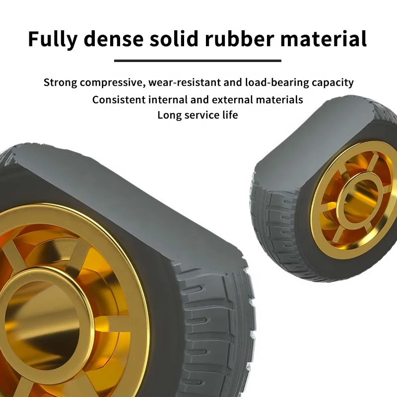 3 4 5 6 8 Inch Foam Rubber Heavy Duty Wheel Caster Solid core Large Machines Plant Workshop Soft Wheels Side Brake Caster