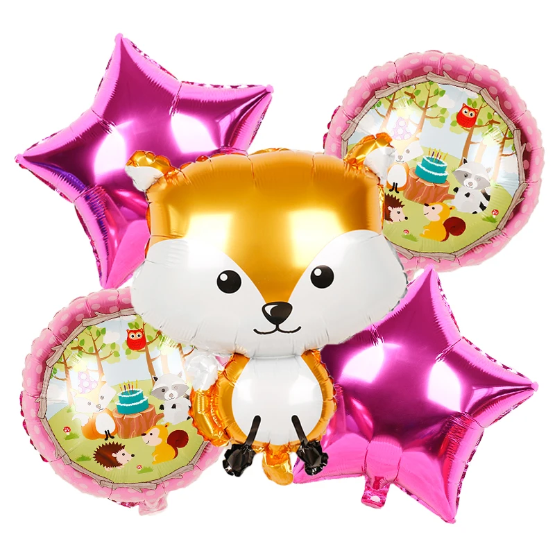 Lovely Forest Animal Aluminum Foil Cartoon Balloon Hedgehog Fox Panda Squirrel Shape Happy Birthday  Balloon Party Decoration