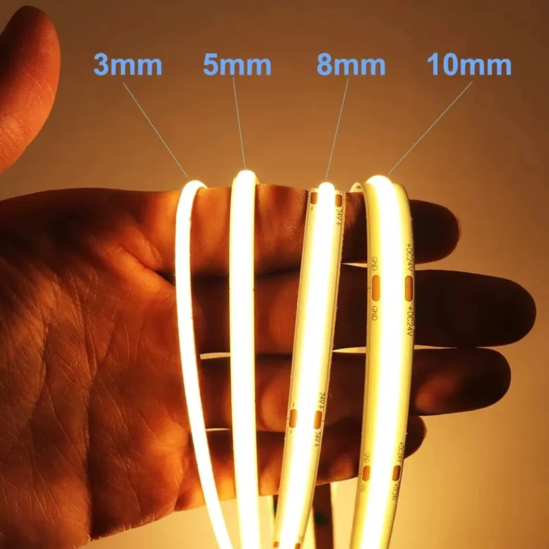 led strip light 12v cob 3mm 4mm strip light led dc 5v waterproof warm cold white 4000k 24v cob strip light