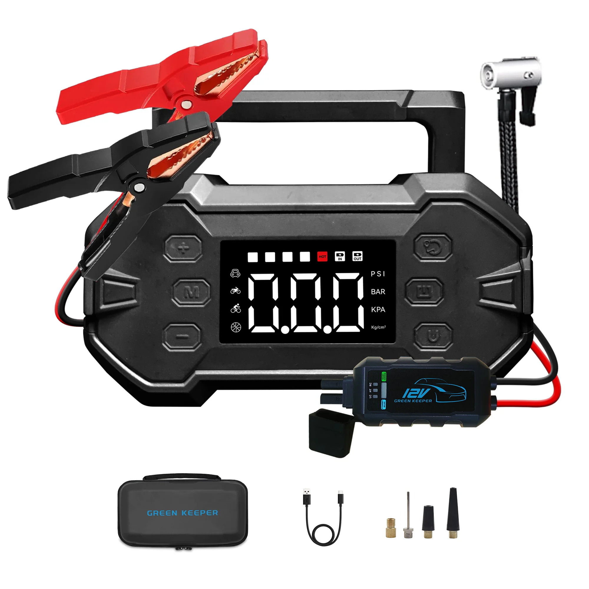 12V Portable Emergency Jump Starters And Tyre Compressor Car Battery Booster With Air Power Bank Powerbank Charger