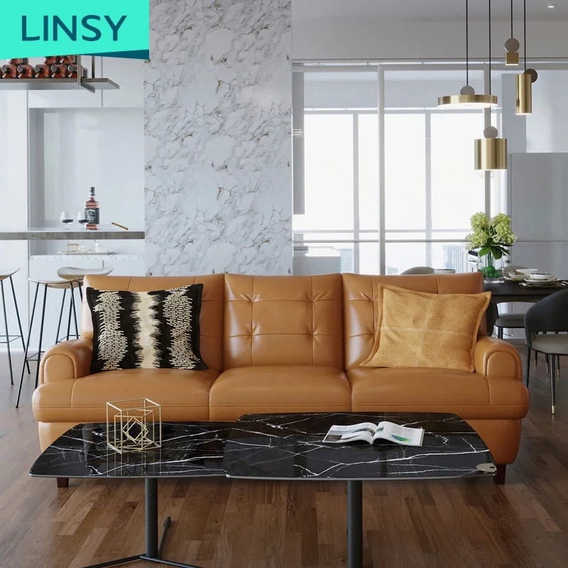 Modern Light Sofa Large Apartment Living Room Combination High Grade Cowhide Leather Luxury Sectional Sofa 5 - 15 Days Modular