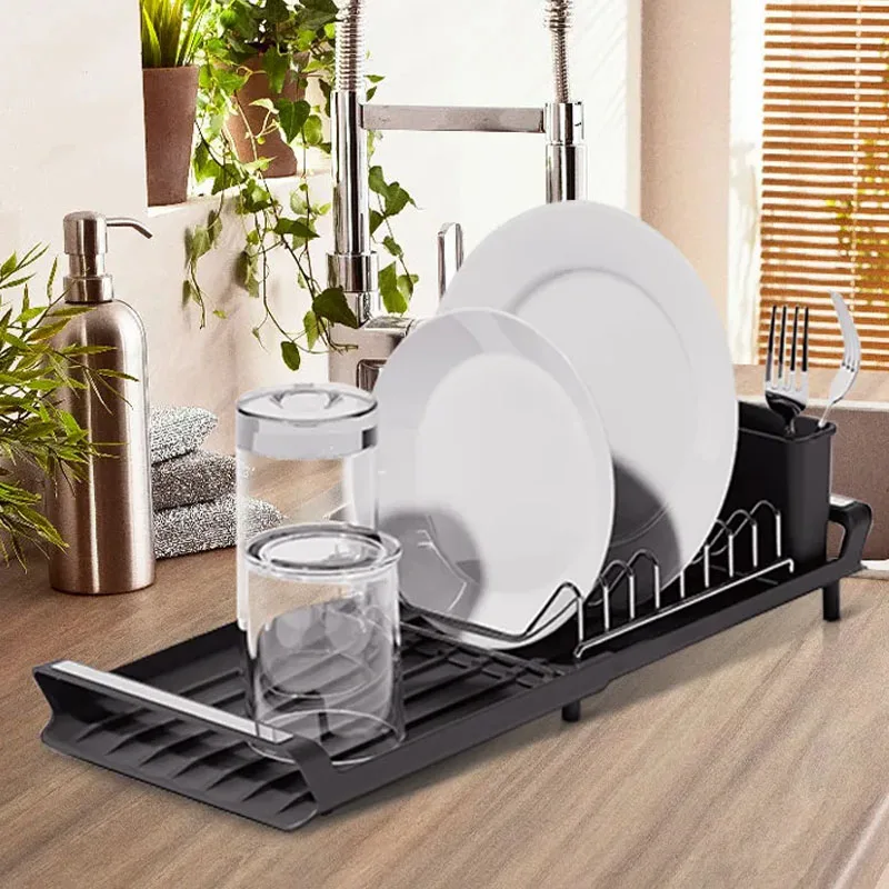 Kitchen Stainless Steel Tableware Organizer Extensible Sink Dish Bowl Drainer Removable Holder Dish Drying Rack for Cutlery