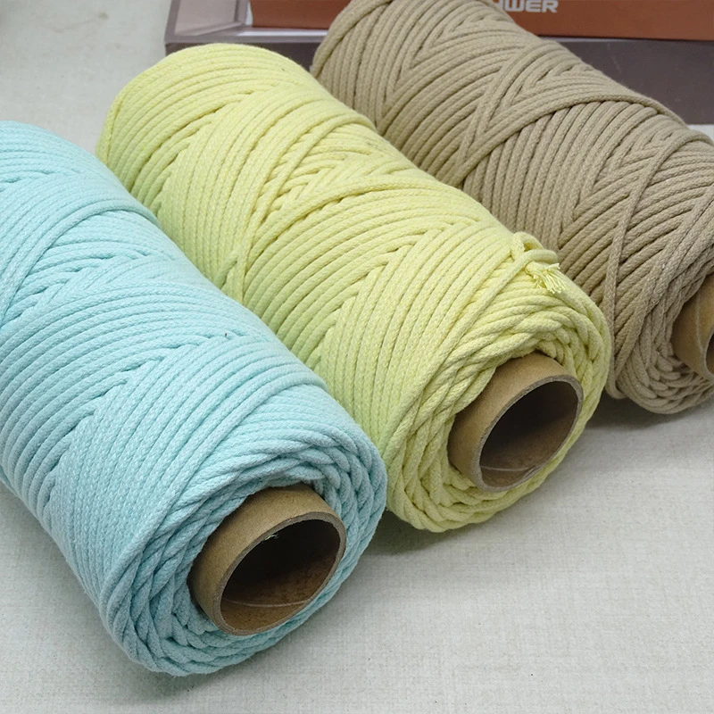 Basic 3mm 4mm braided cored colorful macrame cord cotton rope 32 colors for handmade project
