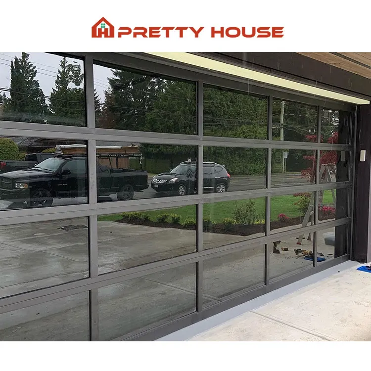 Modern Automatic Insulated Sliding Garage Door Lift Roller Smart Electric Sectional Panel Full Glass Garage Doors Price