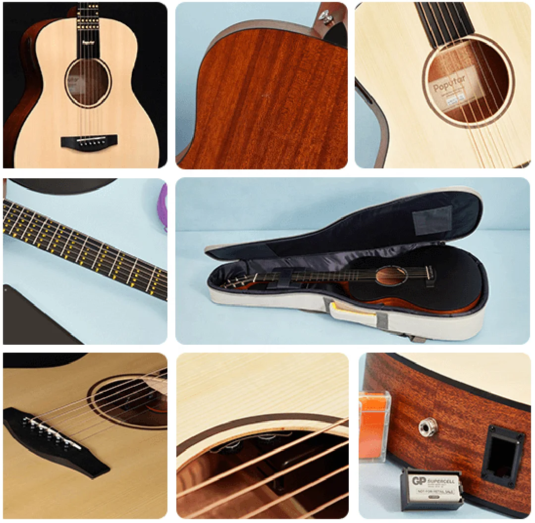 Poputer Acoustic Guitar 36 inch professional Smart Guitar with APP 96 LED Lights Guidance Travel Guitar Acoustic For Adult