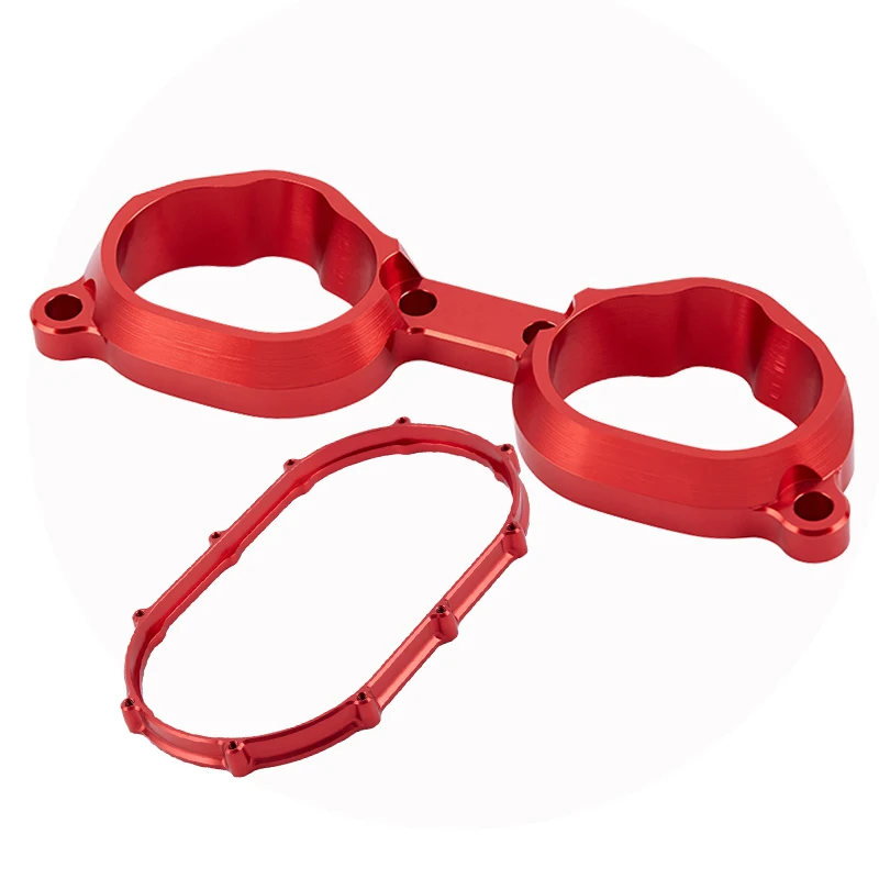 Custom Red Anodized Aluminium Cnc Machining Milling Part Cnc Machined Aluminum Intake Manifold Billet Power Block Cnc Service Fo