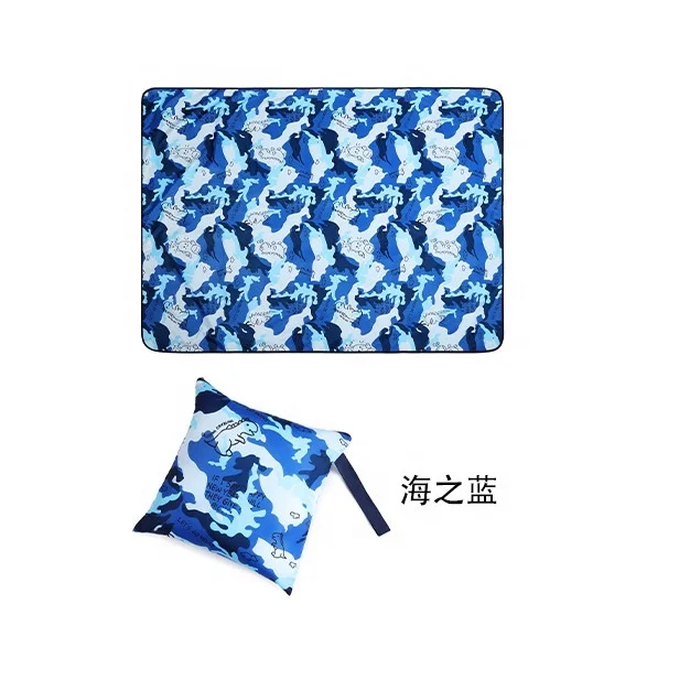 Portable Outdoor Folding Recycled Polyester Pvc Blue Voited Picnic Carpet Mat