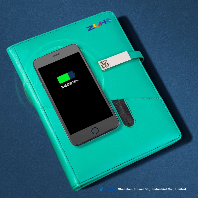 A5 Powerbank Notebook with Customizable Wireless Notebook for iphone Smart Notebook with 10000 Mah Powerbank