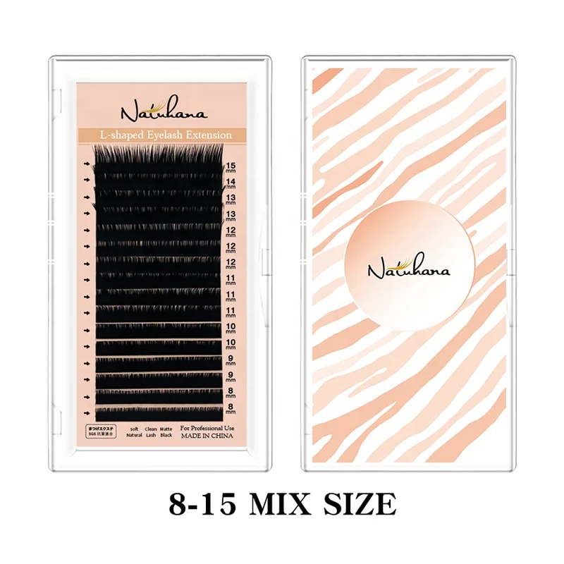 NATUHANA LC L+ LU LD 8-15Mix Lash Extensions Soft Individual L Shape Faux Eyelashes Mink Natural