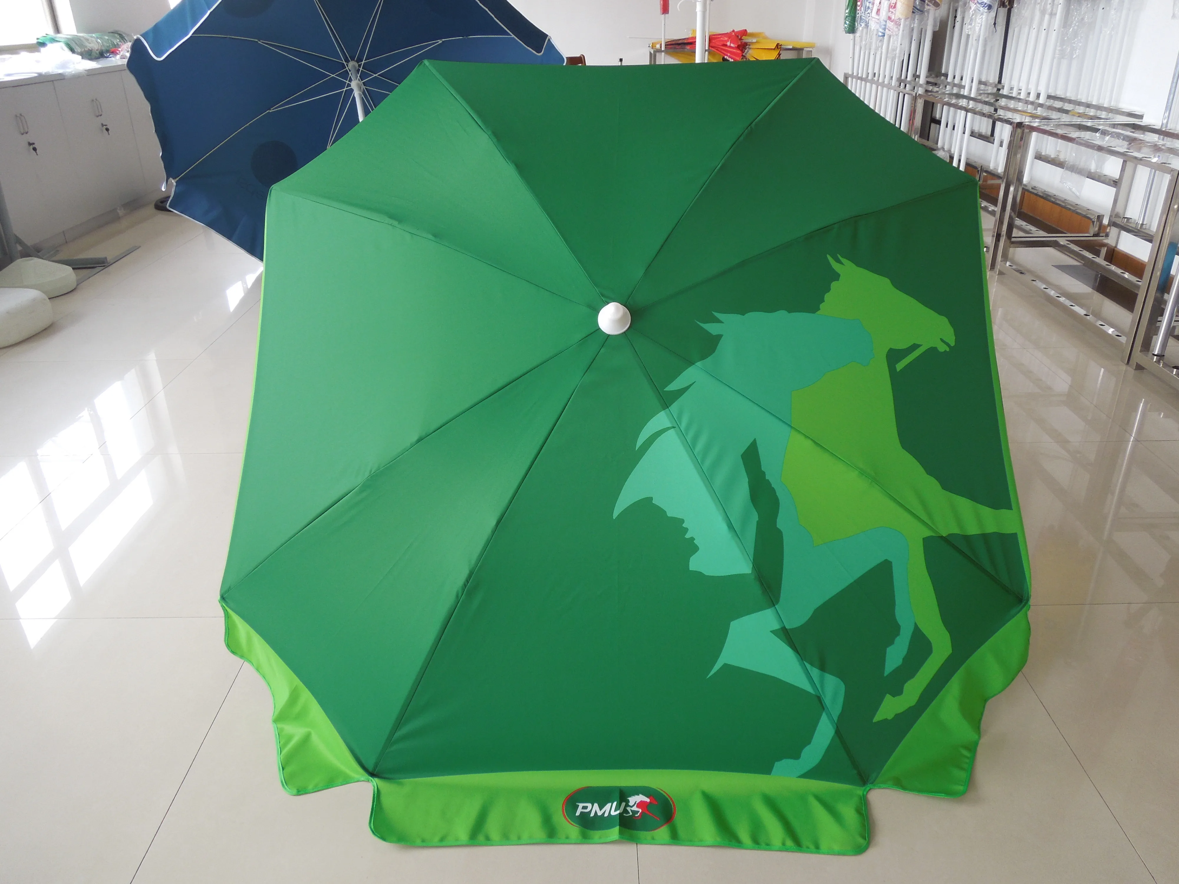 Green Custom Size Wind Resistant Beach Umbrella Beach Umbrella Sun Foldable Beach Umbrella