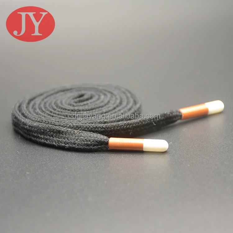 flat polyester rope with plastic aglet tipping for shoelace hoodies drawstring rope cord aglet ends sport pants waist rope