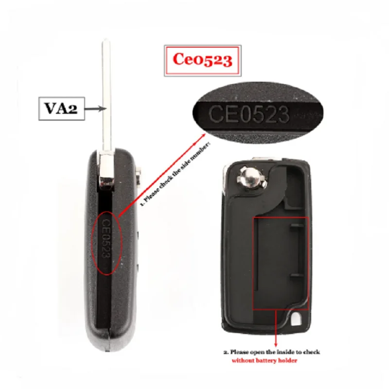 A2autokeys 2 Buttons Remote Car Key ASK 434Mhz For Citroen C4 C5 C6 C8 Xsara Picasso For Peugeot 107 207 307 308 CE0536/0523