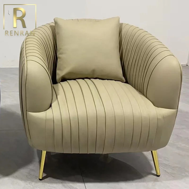 Popular luxury design modern waiting chair living room furniture single sofa leather round lounge chair egg chairs