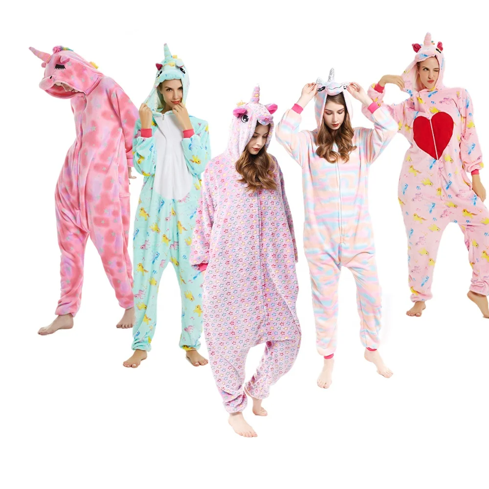 
Wholesale new Winter Kids Flannel Unicorn Pajamas Girls Cartoon Animal Onesie unicorn pajamas 