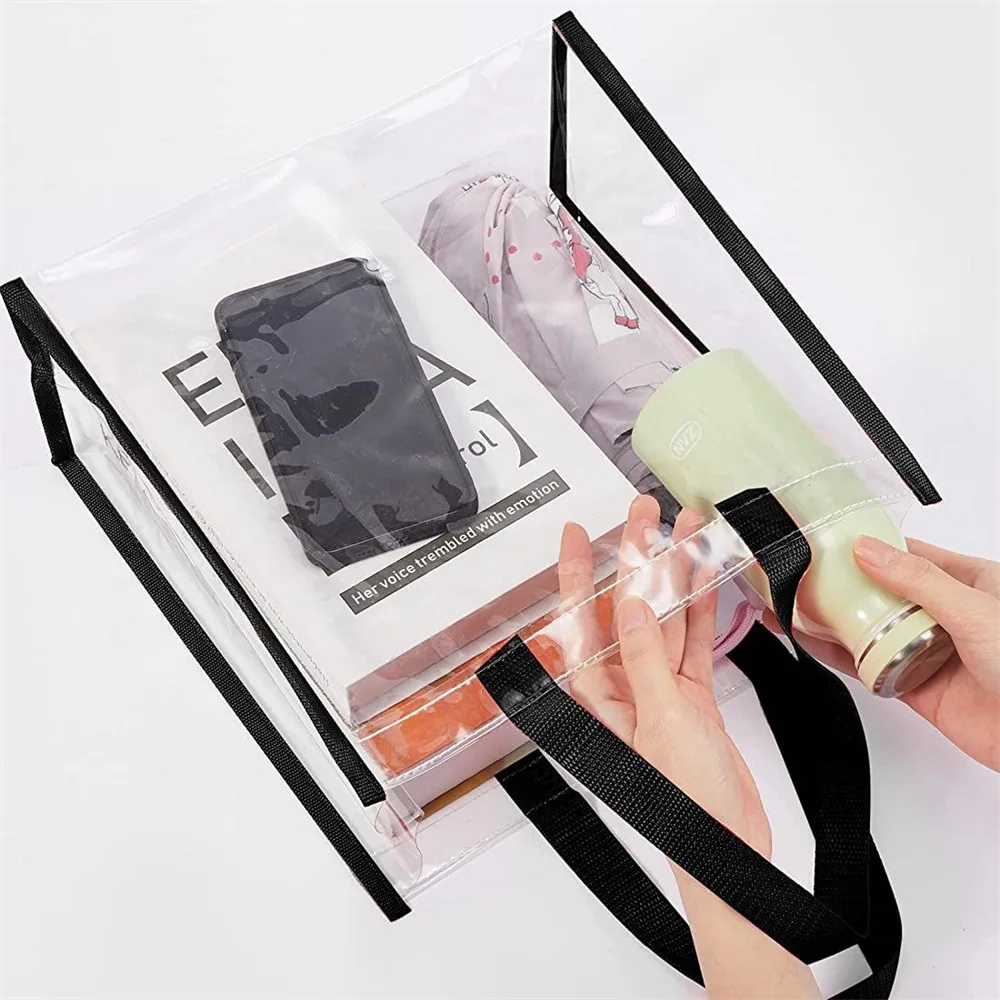 Tote Bags Pvc Plastic Tote Bag With Handles  Bulk Stadium Portable Clear Bags With  Logo