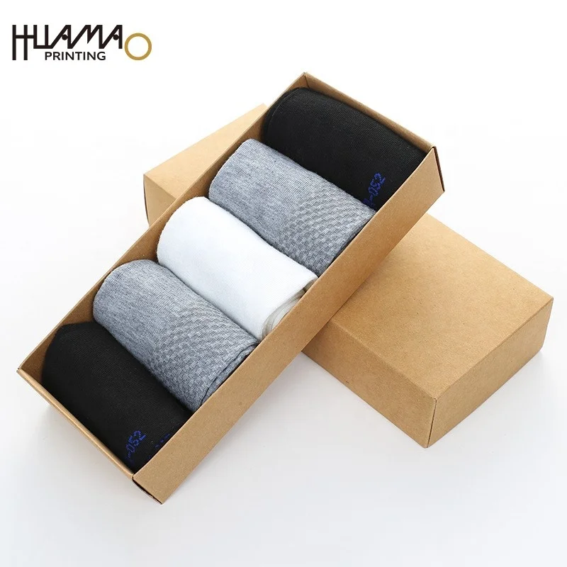 Оптовая продажа коробка из переработанного коричневого картонного крафт-бумаги для упаковки носков ящиков с рукавами Лидер продаж коробки логотипом на заказ