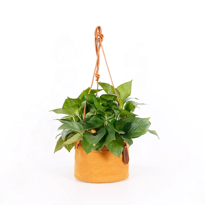CHANGRONG  Custom Eco-friendly water resistant waxed canvas hanging Flower Storage planter bag