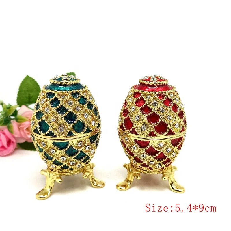 Enamel Pewter Metal Easter Egg Trinket Boxes Jewelry Box Metal Gift Box Home Decorative