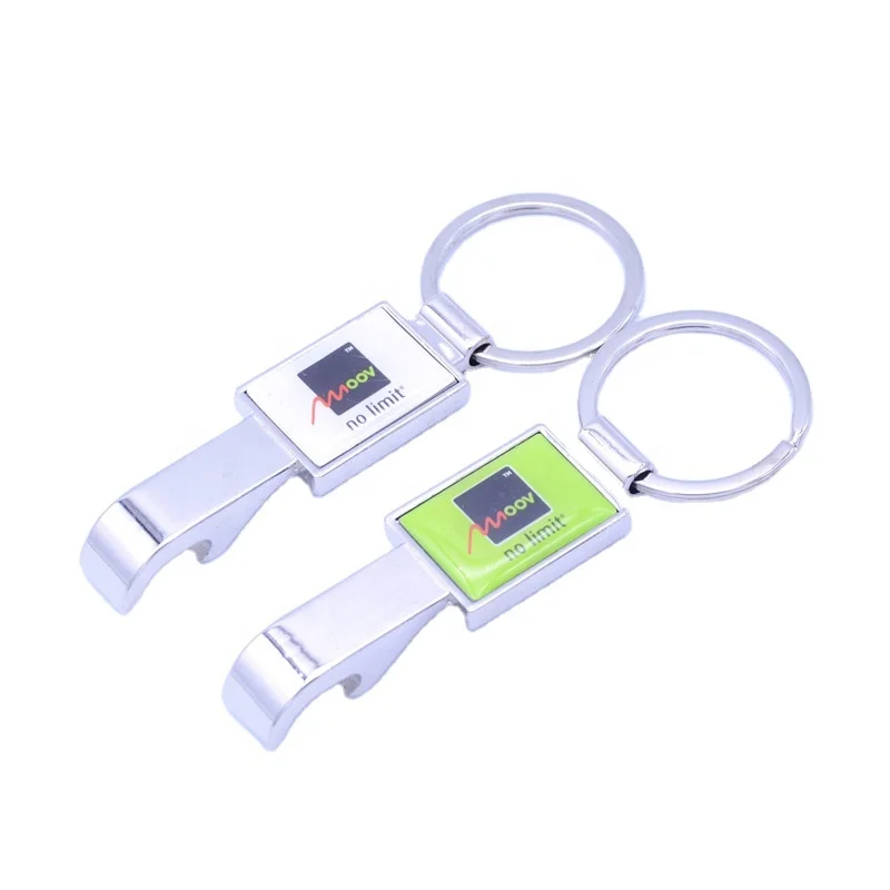 custom metal bottle opener keychain with epoxy logo