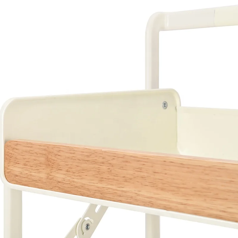 Customized Design 3 Tier Folding Rolling Storage Utility Cart Foldable Storage Rack for Kitchen Bathroom Bedroom