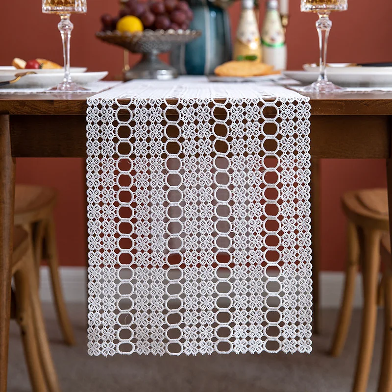 Hot sale boho wedding home table decor decorative woven luxury polyester lace runner and placemat