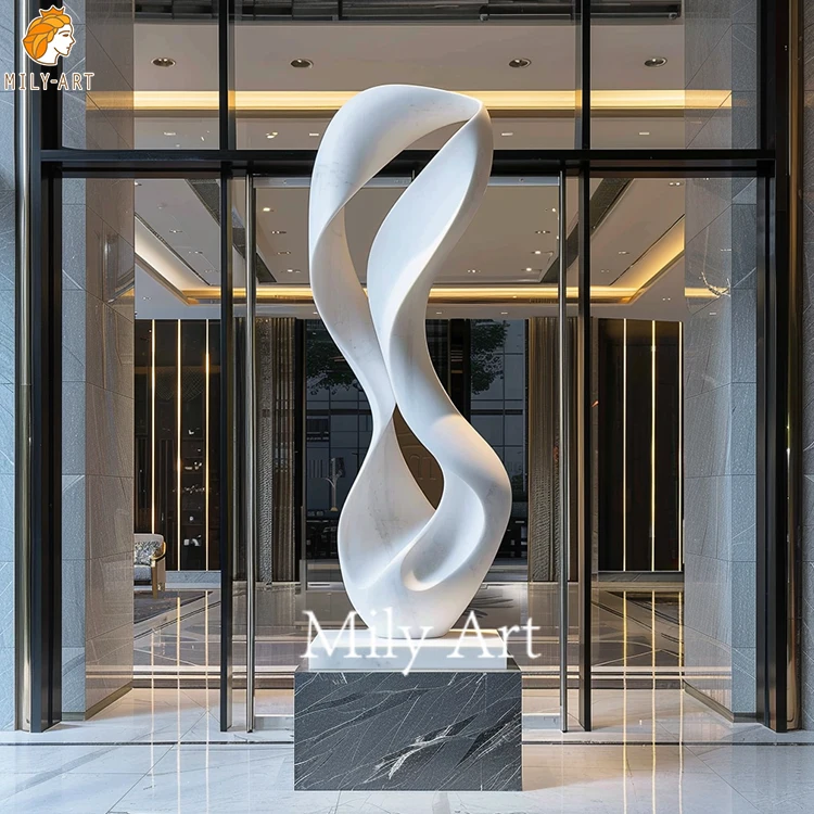 Hand Carved Stone Carving Sculpture White Marble Abstract Statue for Garden